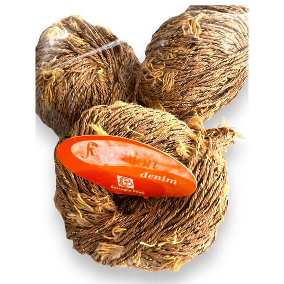 3 Skeins Bertagna Filati FASHION DENIM Yarn | 203 Golden Brown - Picture 4 of 9